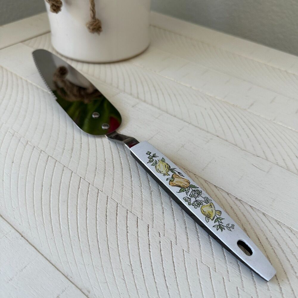 Vintage Cheese Spatula Knife Spreader Stainless‎ Steel Made in USA Veggie Design